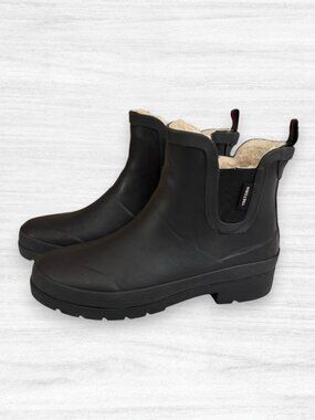 Tretorn Lina Black Faux Fur Lined Chelsea Rain Snow Winter Boots Women’s Size 8